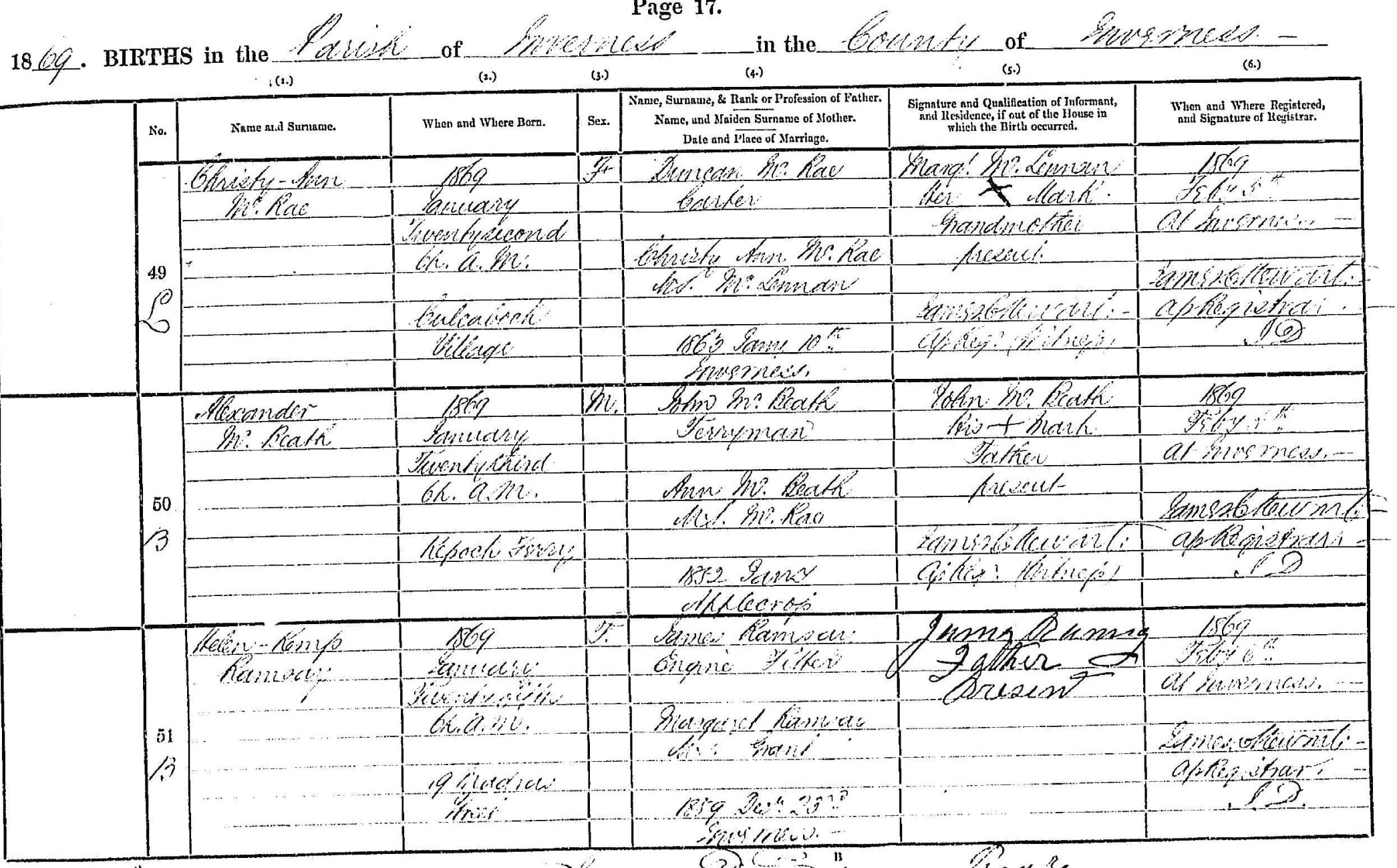 Photo of headstones/Christy Ann McRae bth rcd 1869 Inverness